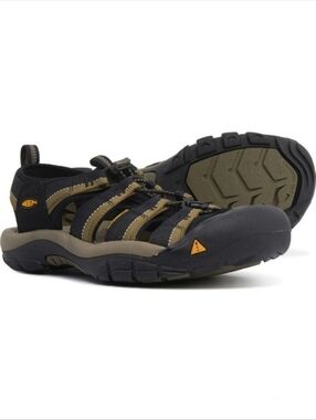 KEEN Newport H2 Men's Black & Olive Khaki Closed-Toe Sport Sandals Size 12